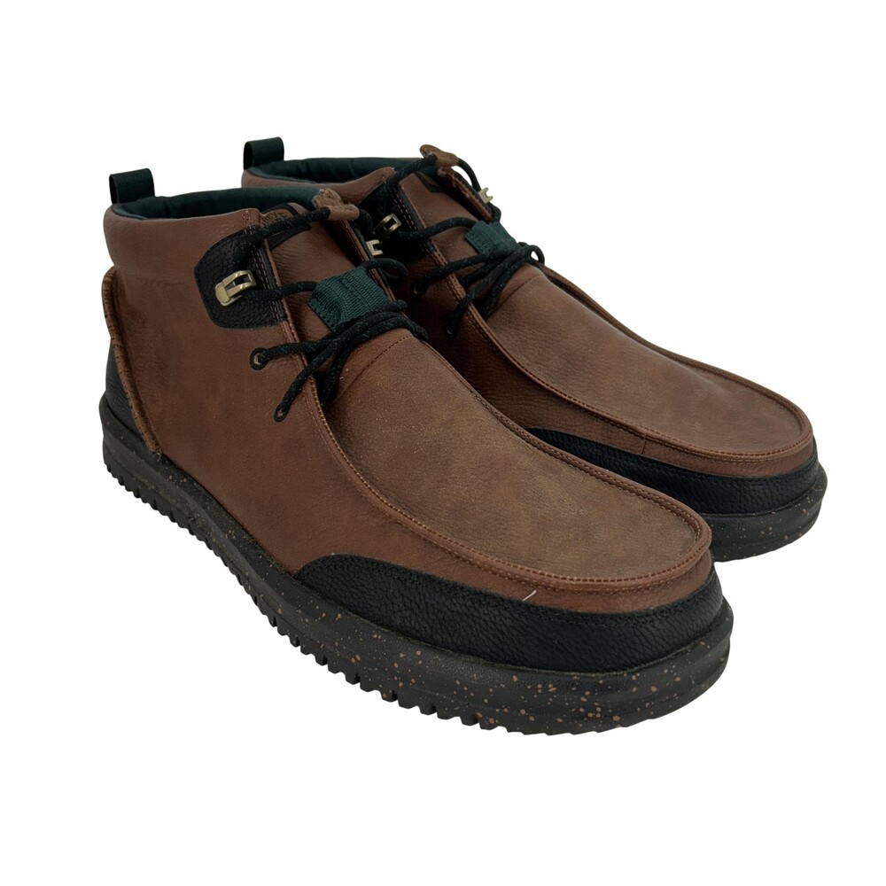 Hey Dude Bradley Chukka Classic Boots Mens Size 14 Brown Leather Lined Casual